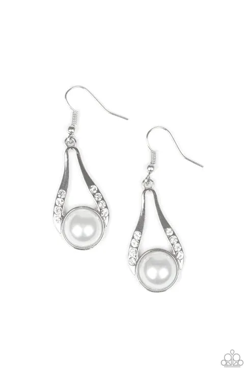 Earrings Paparazzi Accessories HEADLINER Over Heels White Earrings Jewelry by Bretta