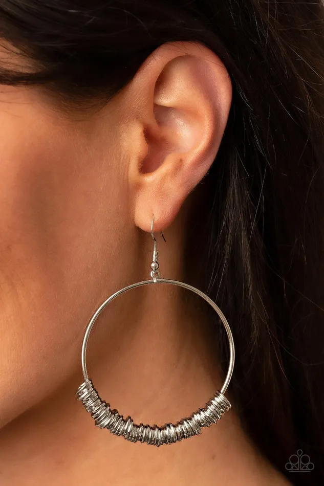 Earrings Paparazzi Accessories Retro Ringleader Silver Earrings Jewelry by Bretta