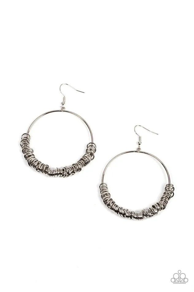 Earrings Paparazzi Accessories Retro Ringleader Silver Earrings Jewelry by Bretta