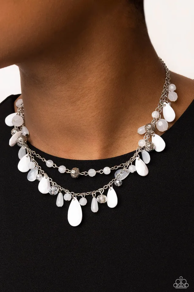 Flirty Flood White Necklace Jewelry by Bretta Paparazzi Accessories Necklaces