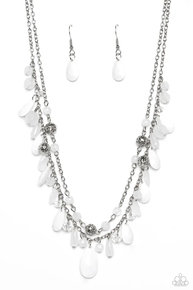 Flirty Flood White Necklace Jewelry by Bretta Paparazzi Accessories Necklaces