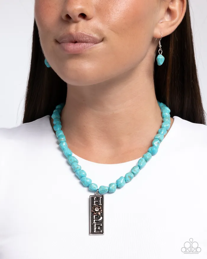 Hopeful Headline Blue Hope Necklace Jewelry by Bretta Paparazzi Accessories Necklaces