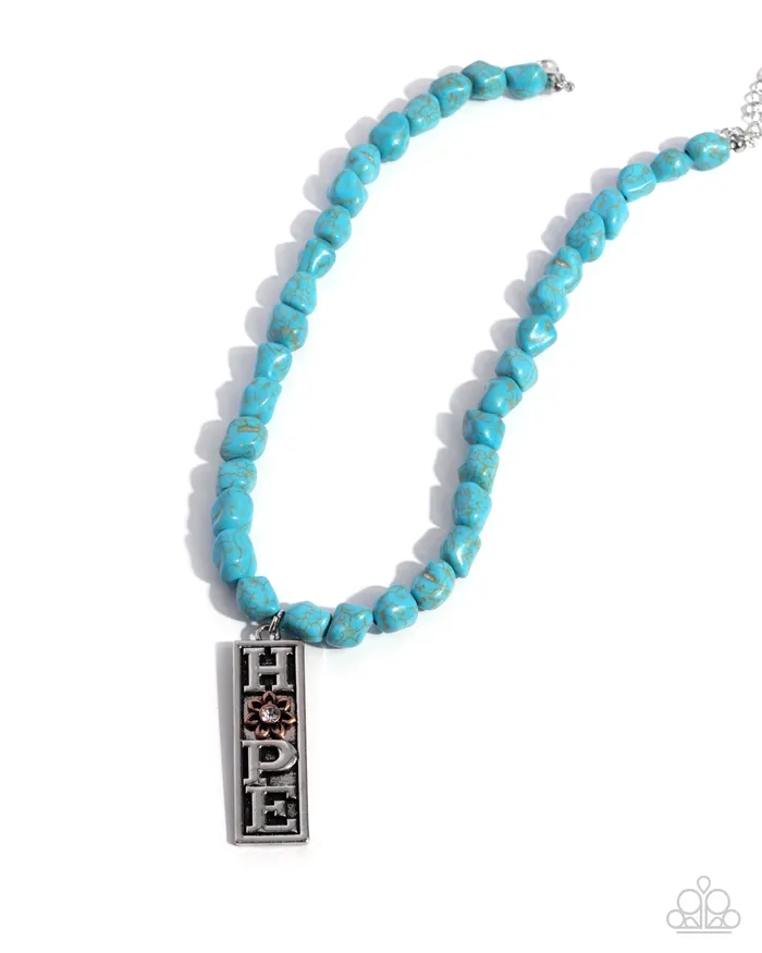 Hopeful Headline Blue Hope Necklace Jewelry by Bretta Paparazzi Accessories Necklaces