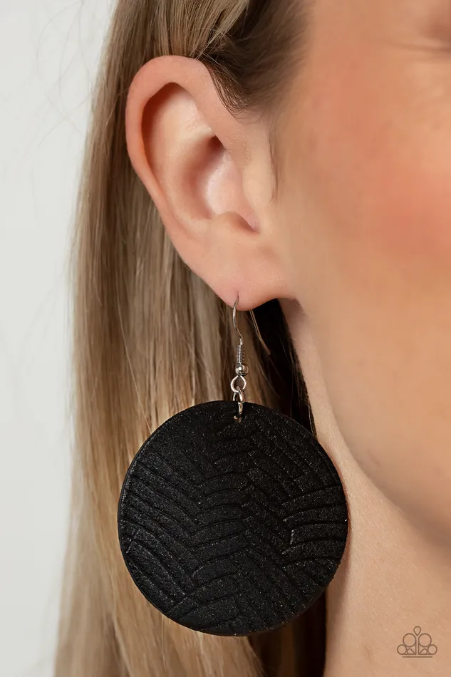 Leathery Loungewear Black Earrings Jewelry by Bretta Paparazzi Accessories Earrings