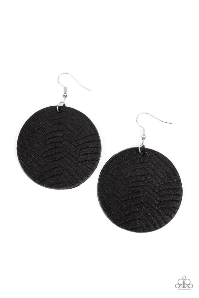 Leathery Loungewear Black Earrings Jewelry by Bretta Paparazzi Accessories Earrings