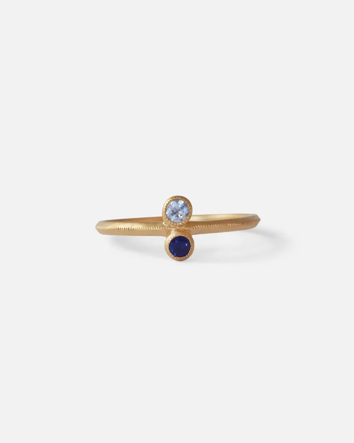 Melee Ball Toi et Moi Blue and Light Blue Sapphire Ring Hiroyo Rings