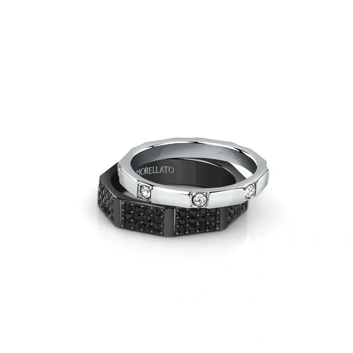Mens ring Morellato Motown made of steel with black coating and crystals Morellato Rings