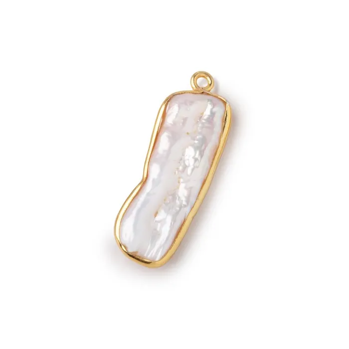 Necklaces Beadsofcambaycom 2426mm Vermeil Bezel Pink Biwa Pearl Pendant 1 Piece