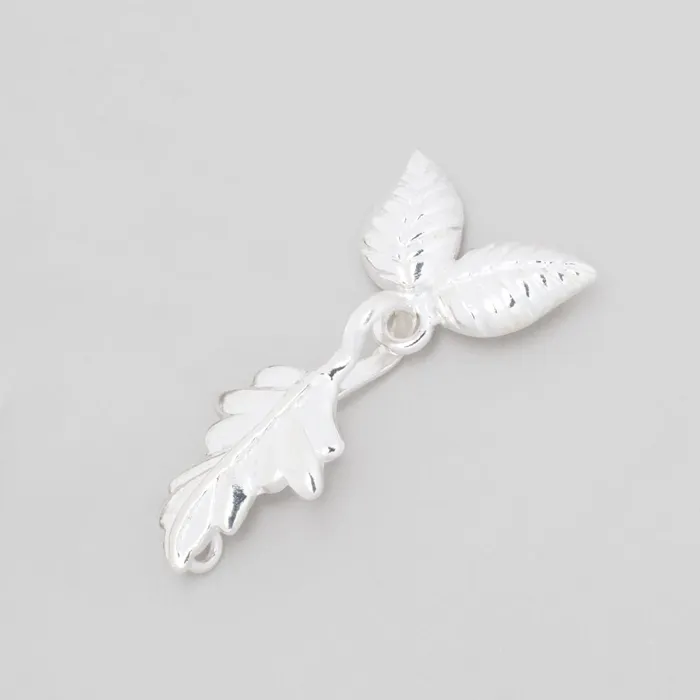 Necklaces Beadsofcambaycom 38x18mm Sterling Silver Hook and Eye Clasp with Leaves 1 piece