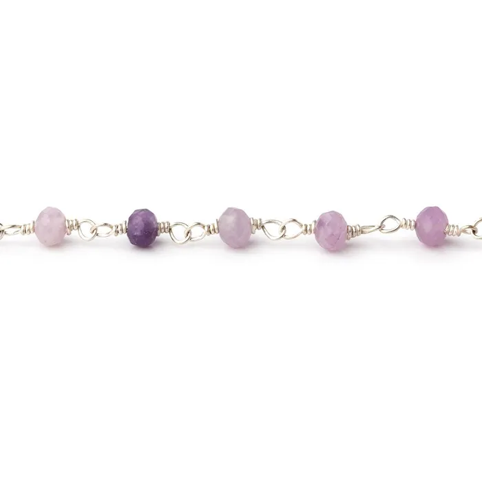 Necklaces Beadsofcambaycom 4mm Sugilite Micro Faceted Rondelles on Silver Plated Chain