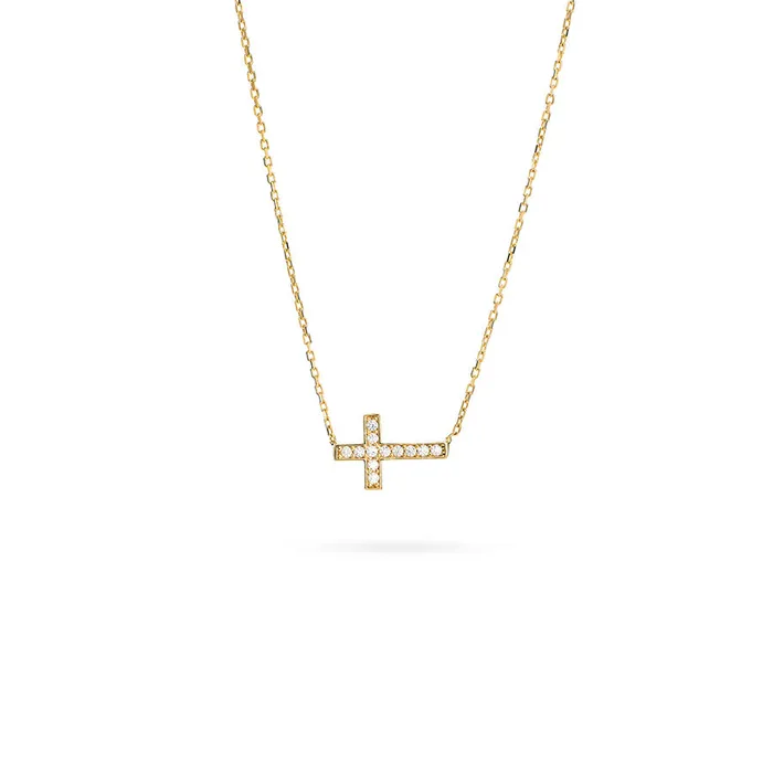 Necklaces Senso Gold Womens gold necklace Senso Gold Symbols with a cross inlaid with zirconia