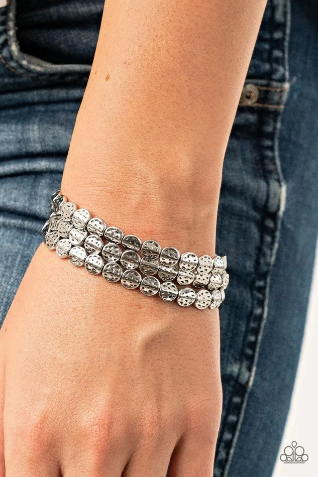 Paparazzi Accessories Bracelets Hammered Heirloom Silver Bracelet Jewelry by Bretta