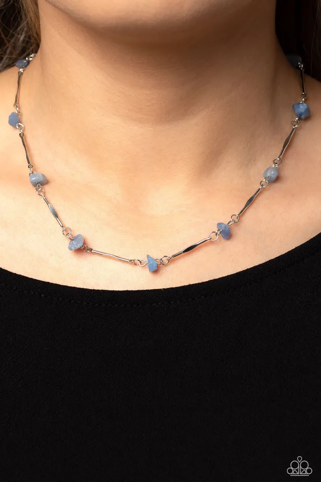 Paparazzi Accessories Chiseled Construction Blue Necklace Jewelry by Bretta Necklaces