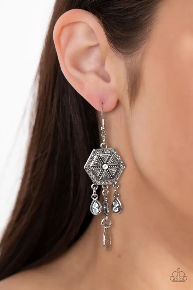 Paparazzi Accessories Earrings Dreamcatcher Delight White Earrings Jewelry by Bretta