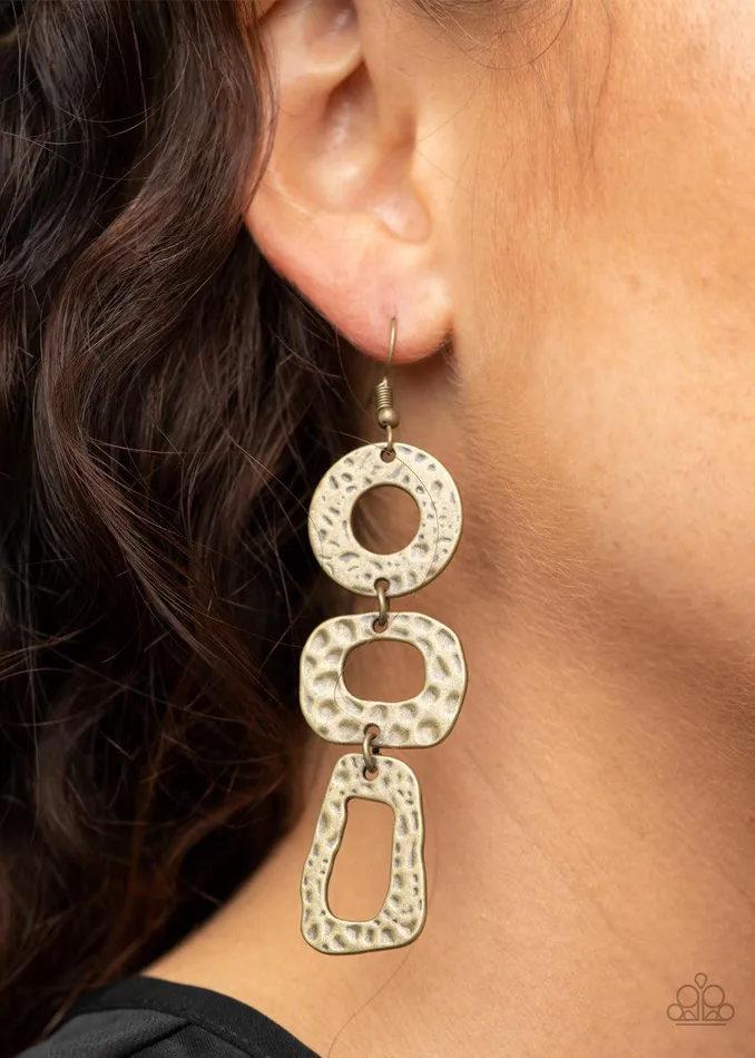 Paparazzi Accessories Earrings Prehistoric Prowl Brass Earrings Jewelry by Bretta