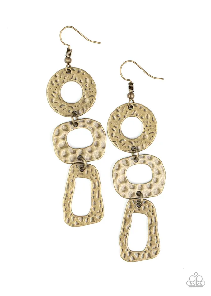 Paparazzi Accessories Earrings Prehistoric Prowl Brass Earrings Jewelry by Bretta