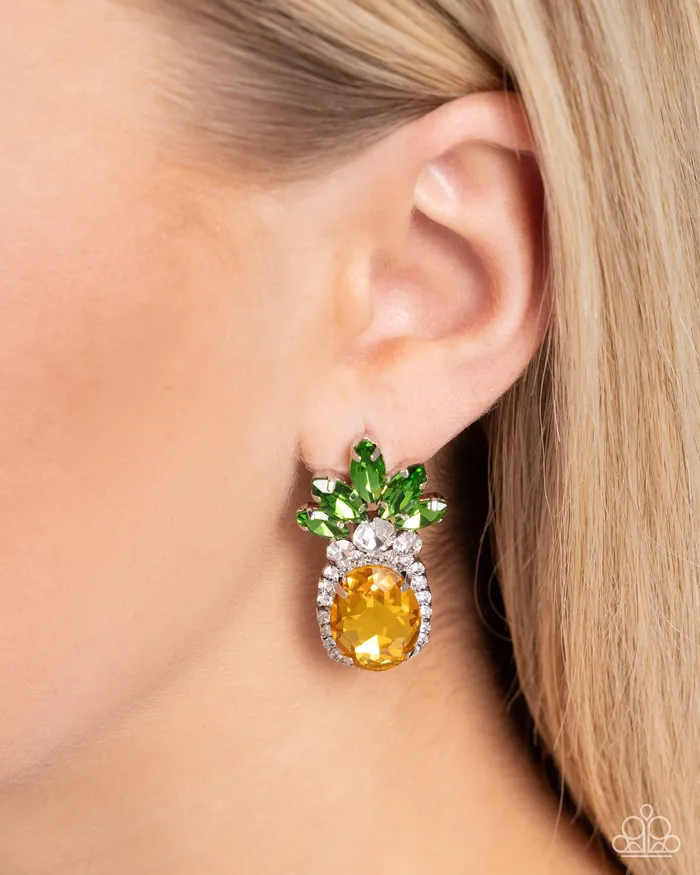 Paparazzi Accessories Earrings Prismatic Pineapple Yellow Earrings Jewelry by Bretta