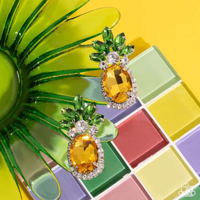 Paparazzi Accessories Earrings Prismatic Pineapple Yellow Earrings Jewelry by Bretta