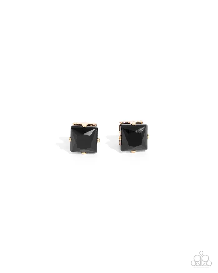 Paparazzi Accessories Earrings Squared Soprano Black Post Earrings Jewelry by Bretta Copy