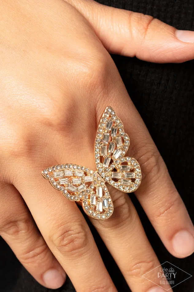 Paparazzi Accessories Flauntable Flutter Gold Butterfly Ring Jewelry by Bretta Rings