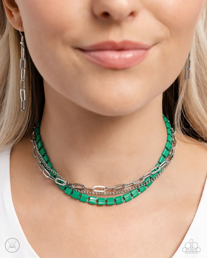 Paparazzi Accessories Necklaces LAYER of the Year Green Necklace Jewelry by Bretta