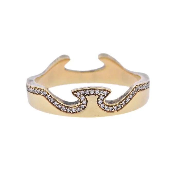 Rings Georg Jensen Georg Jensen Fusion Yellow Gold Diamond End Ring 1371