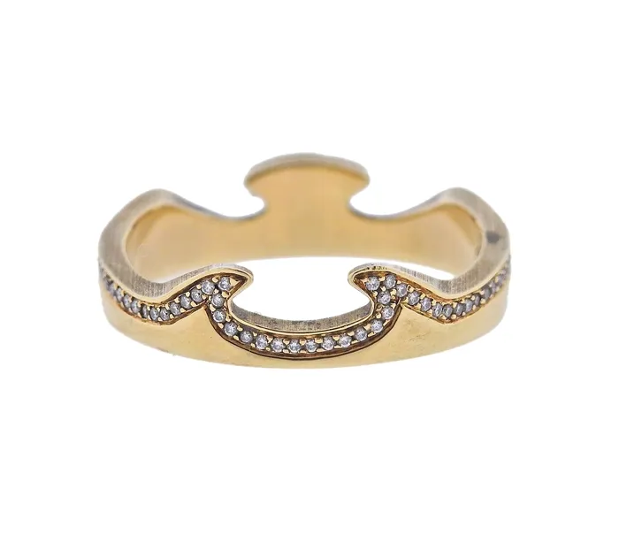 Rings Georg Jensen Georg Jensen Fusion Yellow Gold Diamond End Ring 1371