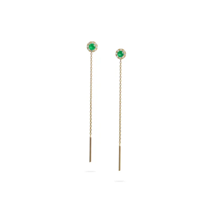 Senso Gold Earrings Womens dangling gold earrings with white and green zircons Sense Gold