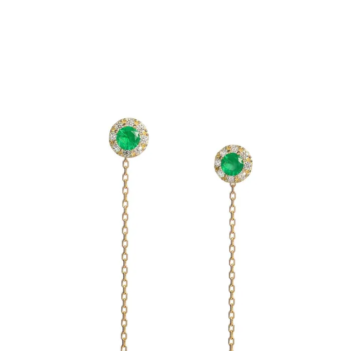 Senso Gold Earrings Womens dangling gold earrings with white and green zircons Sense Gold