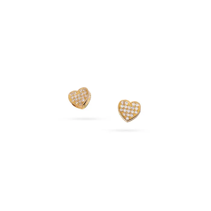 Senso Gold Womens 14k gold heart screwon earrings with zircons Senso Gold In Love Earrings