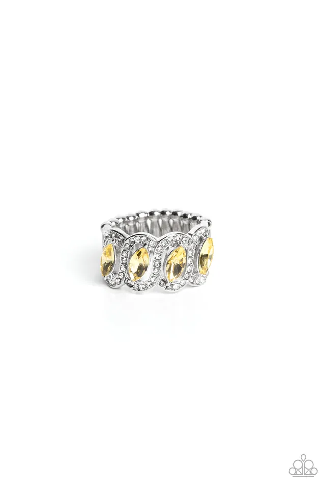Staggering Sparkle Yellow Ring Jewelry by Bretta Paparazzi Accessories Rings