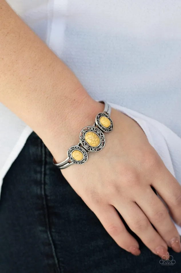 Stone Sage Yellow Cuff Bracelet Jewelry by Bretta Paparazzi Accessories Bracelets