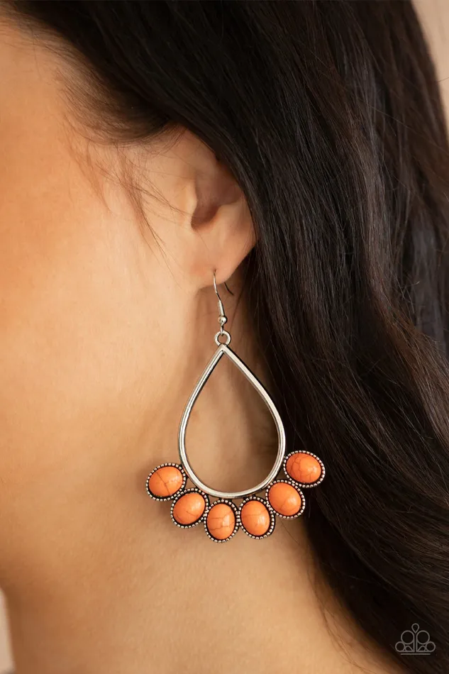 Stone Sky Orange Earrings Jewelry by Bretta Paparazzi Accessories Earrings