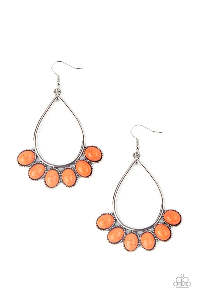 Stone Sky Orange Earrings Jewelry by Bretta Paparazzi Accessories Earrings