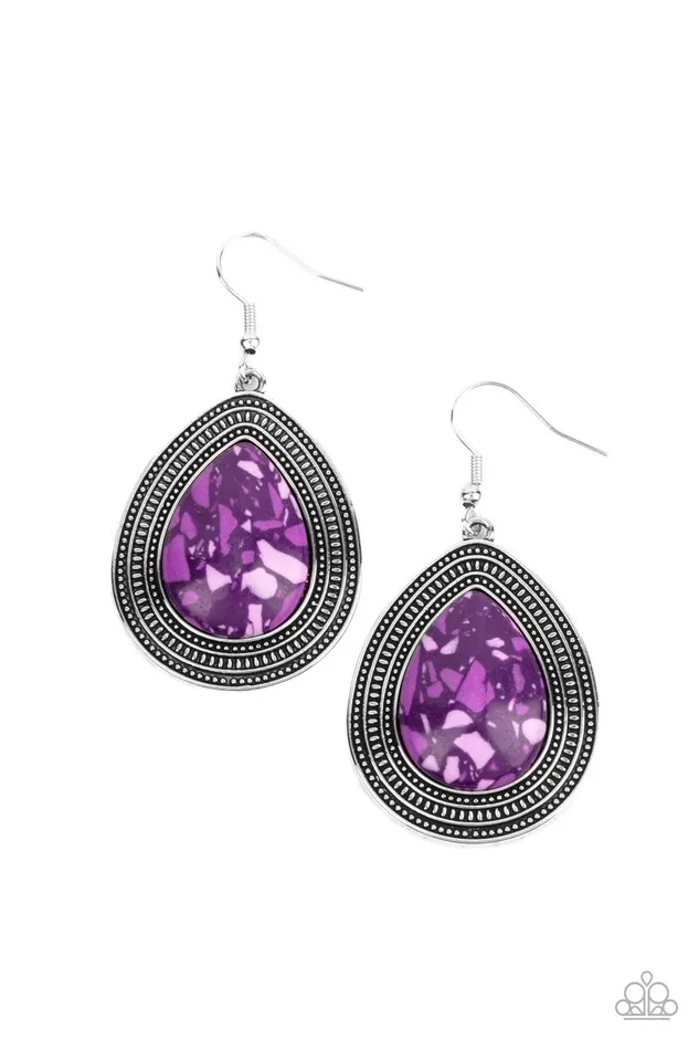 Terrazzo Tundra Purple Earrings Jewelry by Bretta Paparazzi Accessories Earrings