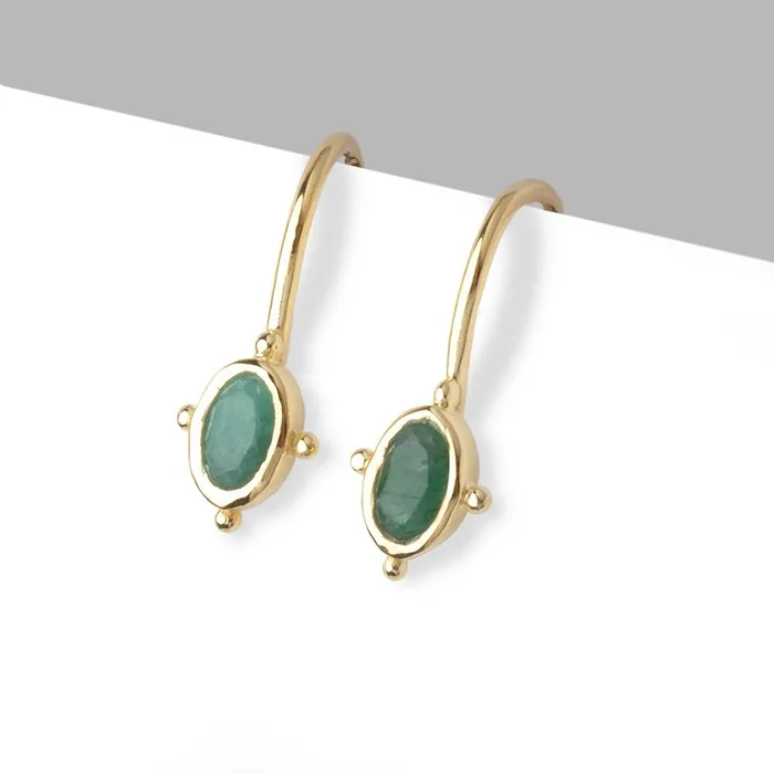 Vermeil Emerald Oval Earring Set of 2 pieces Beadsofcambaycom Earrings