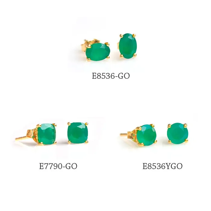 134 Ct Green Onyx Solid 10K Yellow Gold Stud Earrings YoTreasure Earrings
