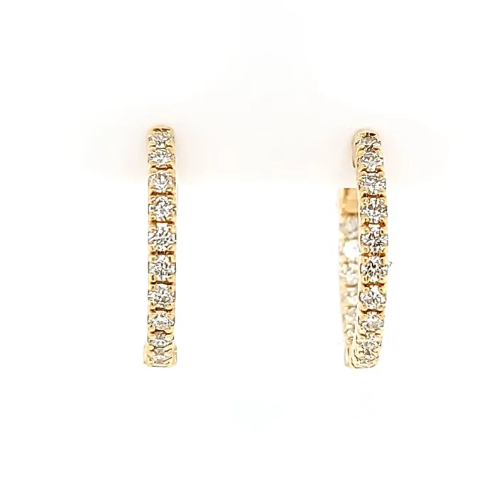 14k Yellow Gold Inside Out Diamond Hoop Earrings I6441 KC Designs Earrings