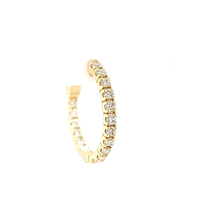 14k Yellow Gold Inside Out Diamond Hoop Earrings I6441 KC Designs Earrings