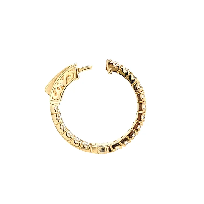 14k Yellow Gold Inside Out Diamond Hoop Earrings I6441 KC Designs Earrings
