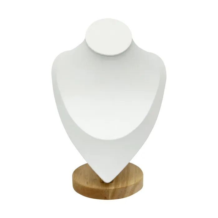 9 12 White Leatherette Wood Base Necklace Bust Display JPIDisplay Necklaces
