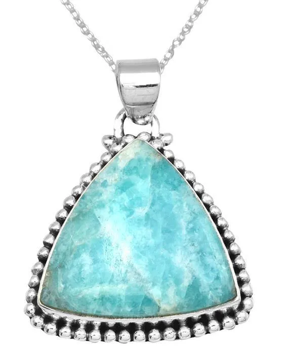 Amazonite 1 34 Long 925 Solid Sterling Silver Pendant With 18 Chain YoTreasure Necklaces Amazonite 1 34 Long 925 Solid Sterling Silver Pendant With 18 Chain YoTreasure Necklaces