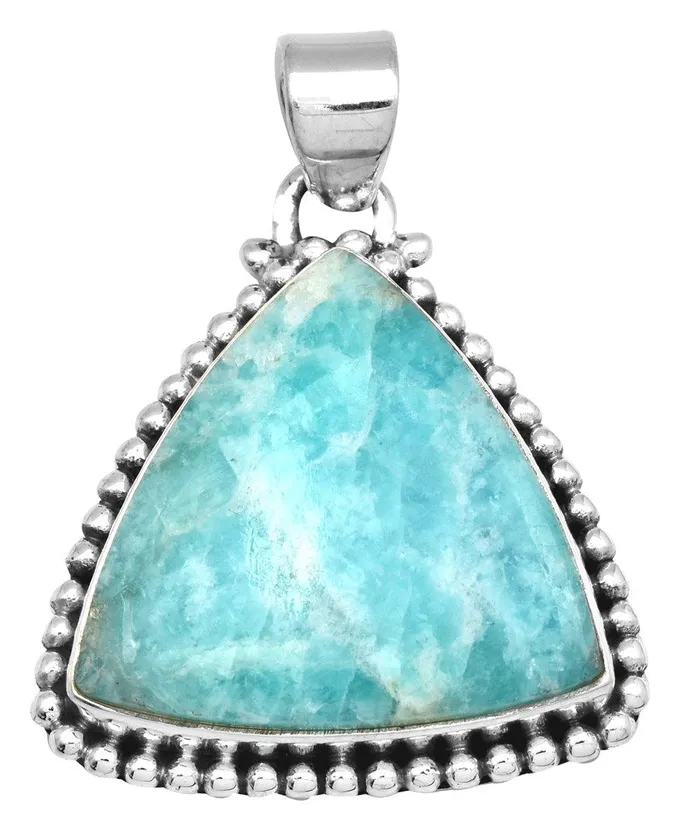 Amazonite 1 34 Long 925 Solid Sterling Silver Pendant With 18 Chain YoTreasure Necklaces