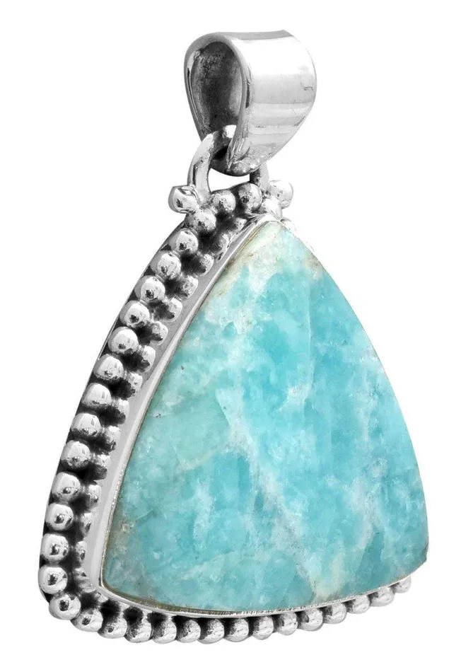 Amazonite 1 34 Long 925 Solid Sterling Silver Pendant With 18 Chain YoTreasure Necklaces