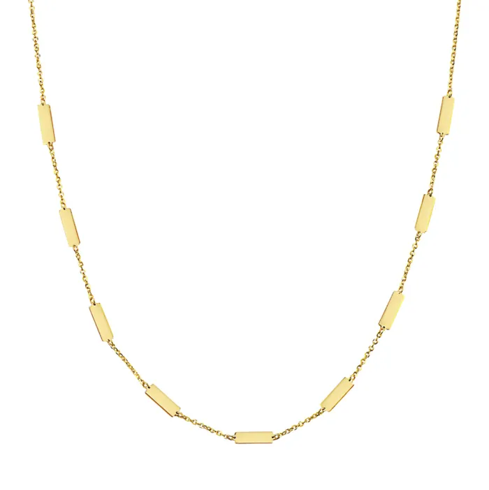 AN Necklaces 14k Yellow Gold Rectangle Station Necklace I8444