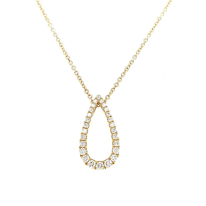 Armand Jacoby Necklaces 14k Yellow Gold Diamond Negative Space Pear Shaped Pendant Necklace I7112 Armand Jacoby Necklaces 14k Yellow Gold Diamond Negative Space Pear Shaped Pendant Necklace I7112