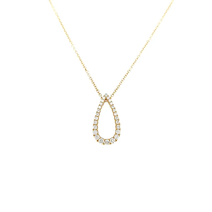 Armand Jacoby Necklaces 14k Yellow Gold Diamond Negative Space Pear Shaped Pendant Necklace I7112 Armand Jacoby Necklaces 14k Yellow Gold Diamond Negative Space Pear Shaped Pendant Necklace I7112