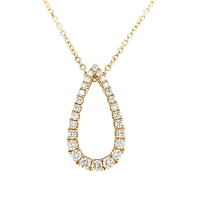 Armand Jacoby Necklaces 14k Yellow Gold Diamond Negative Space Pear Shaped Pendant Necklace I7112 Armand Jacoby Necklaces 14k Yellow Gold Diamond Negative Space Pear Shaped Pendant Necklace I7112