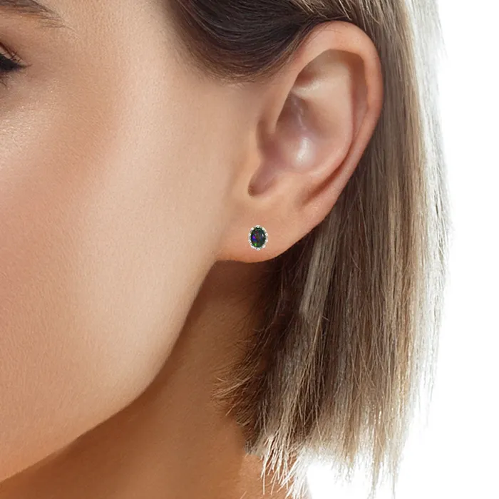 Australian Opal Cutters Earrings Australian Triplet Opal Earrings Set in 925 Sterling Silver Australian Opal Cutters Earrings Australian Triplet Opal Earrings Set in 925 Sterling Silver