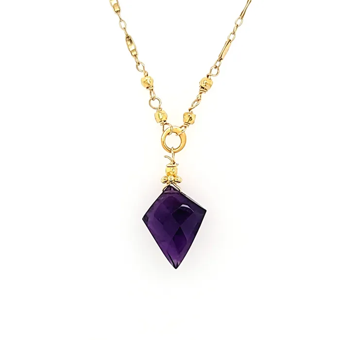 AVF AVF Gold Chain Amethyst Point Necklace SI3712 Necklaces